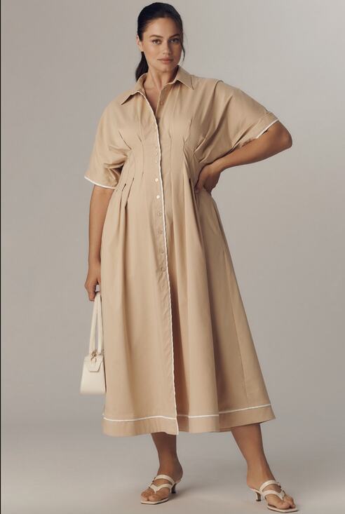 Anthropologie Dresses & Skirts - EUC Anthropologie Exquise The Tobie Button-Front Pleated Shirt Dress Plus Size